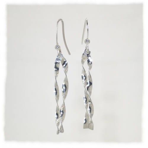 twin twist fine silver earrings